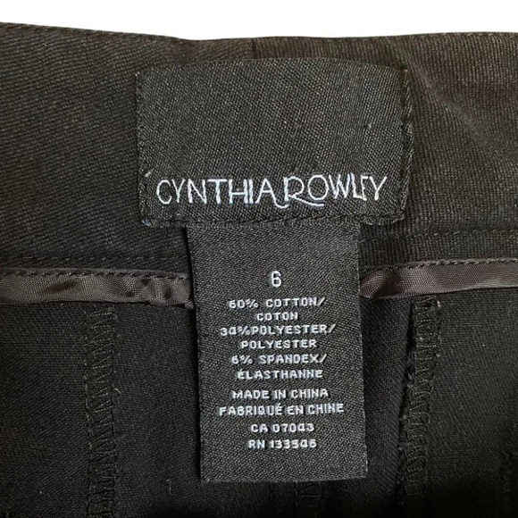 Cynthia Rowley Black Pants with  Quilted Faux Leather Waist Trim - Picture 7 of 7